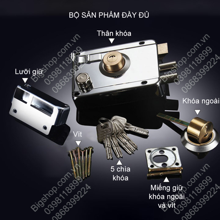 Khóa chống trộm cửa sắt, cửa gỗ gắn nổi L01