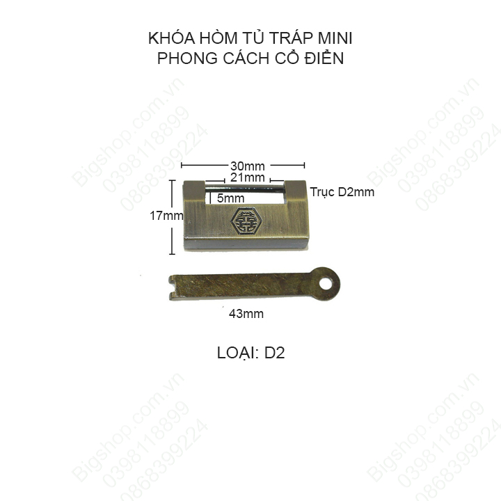 Khóa hòm tủ tráp mini phong cách cổ điển