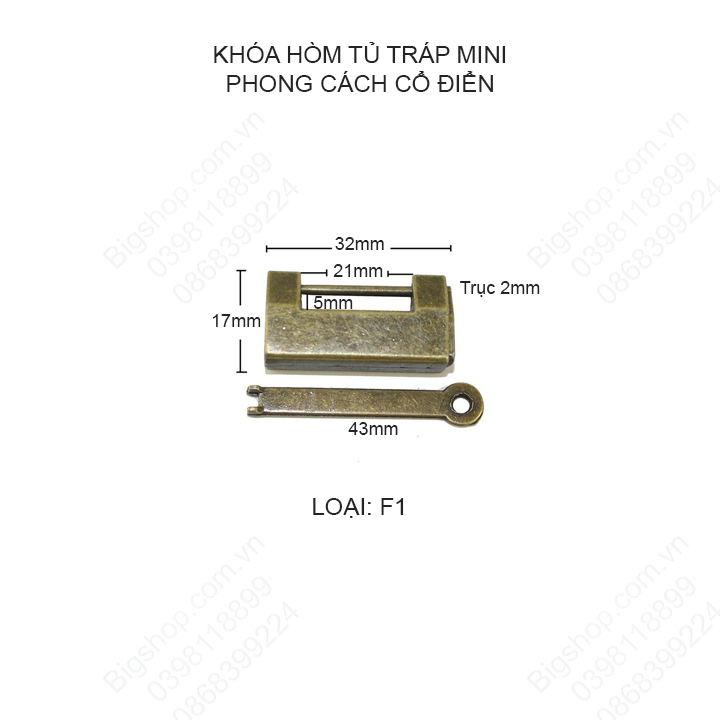 Khóa hòm tủ tráp mini phong cách cổ điển