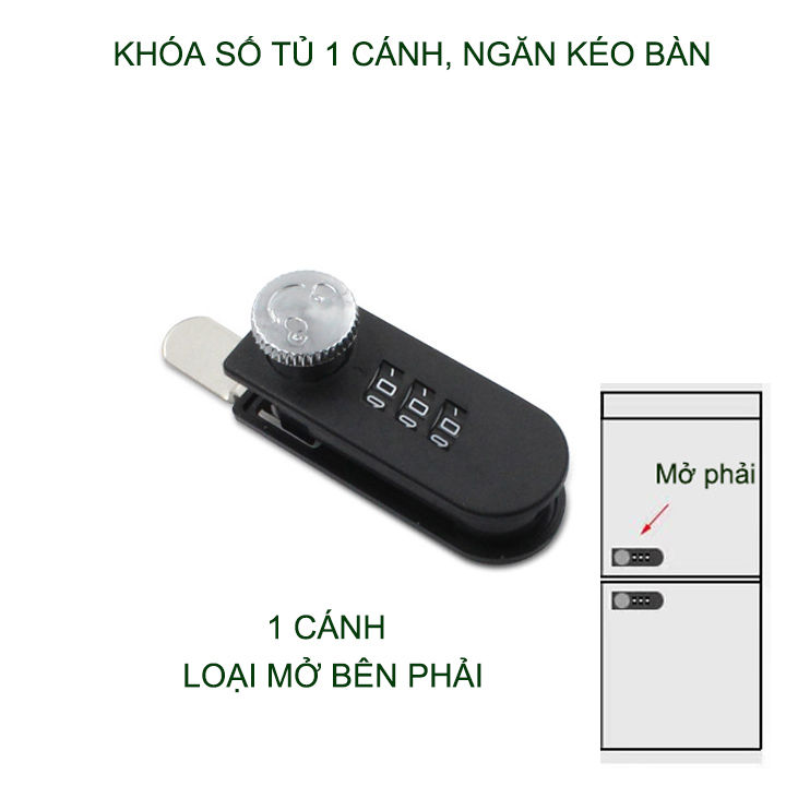 Khóa số tủ 1 cánh-2 cánh, ngăn kéo bàn đa năng, bằng nhựa ABS với 3 mã số thay đổi được