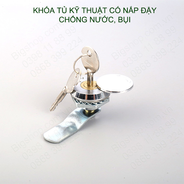 Khóa tủ kỹ thuật có nắp che chống nước, bụi, kèm 2 chìa khóa 4 cạnh