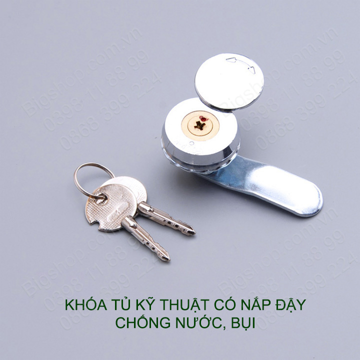 Khóa tủ kỹ thuật có nắp che chống nước, bụi, kèm 2 chìa khóa 4 cạnh