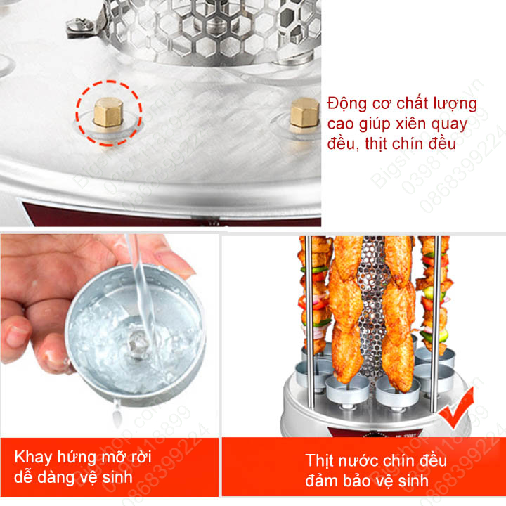 Máy nướng thịt xiên đứng bằng điện-loại 6 xiên inox 304
