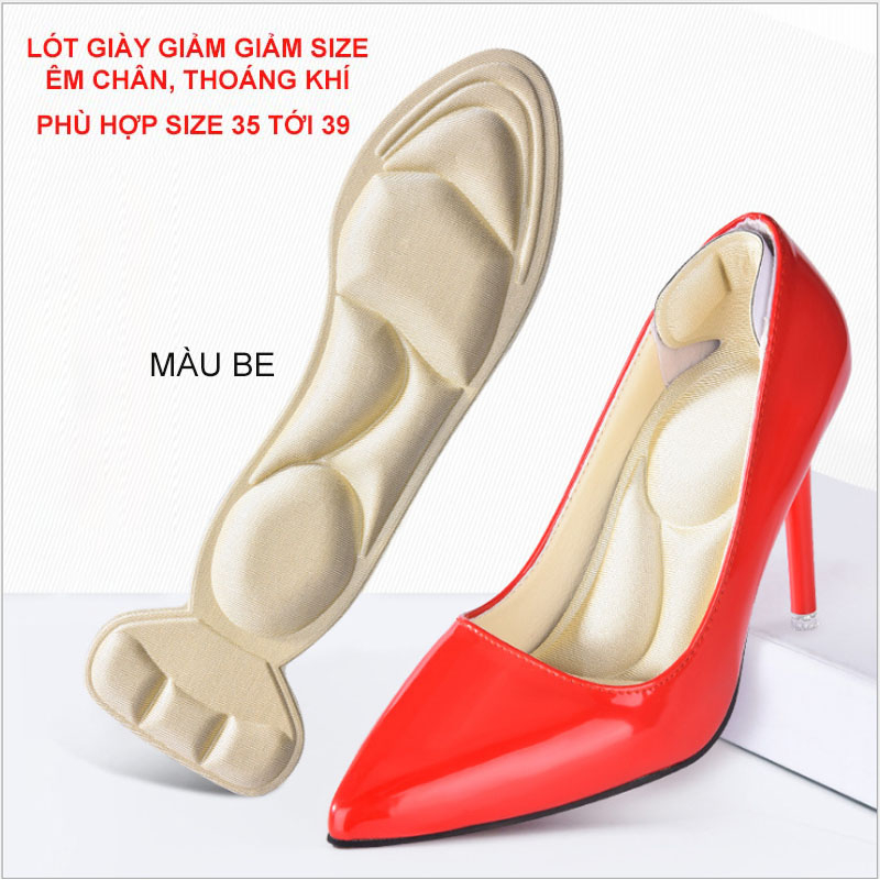 Lót giày cao gót loại tốt giúp giảm Size, chống đau gót, trầy xước gót chân, đi êm và thoáng khí
