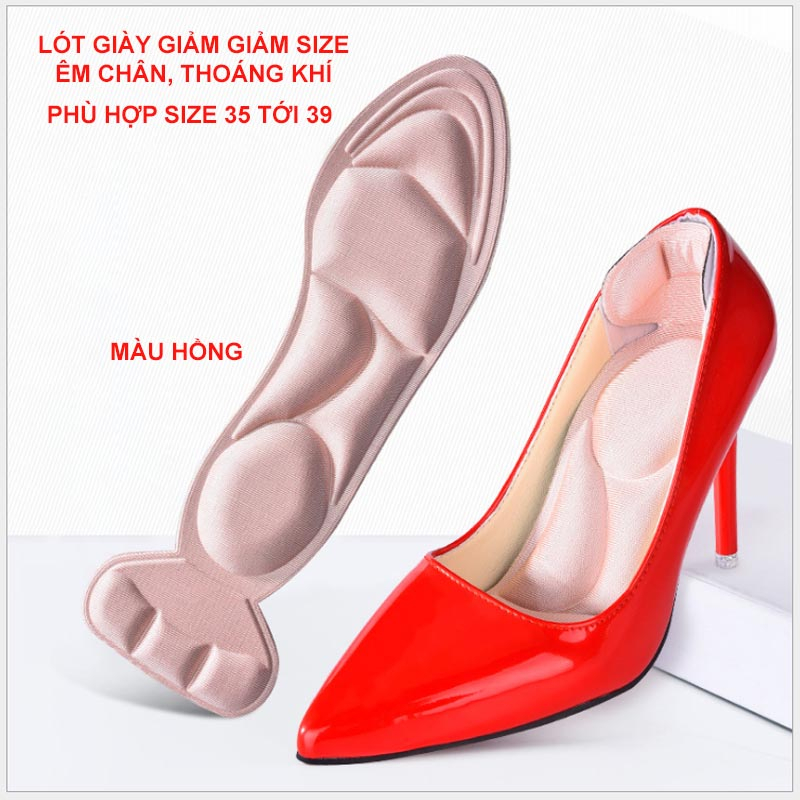 Lót giày cao gót loại tốt giúp giảm Size, chống đau gót, trầy xước gót chân, đi êm và thoáng khí