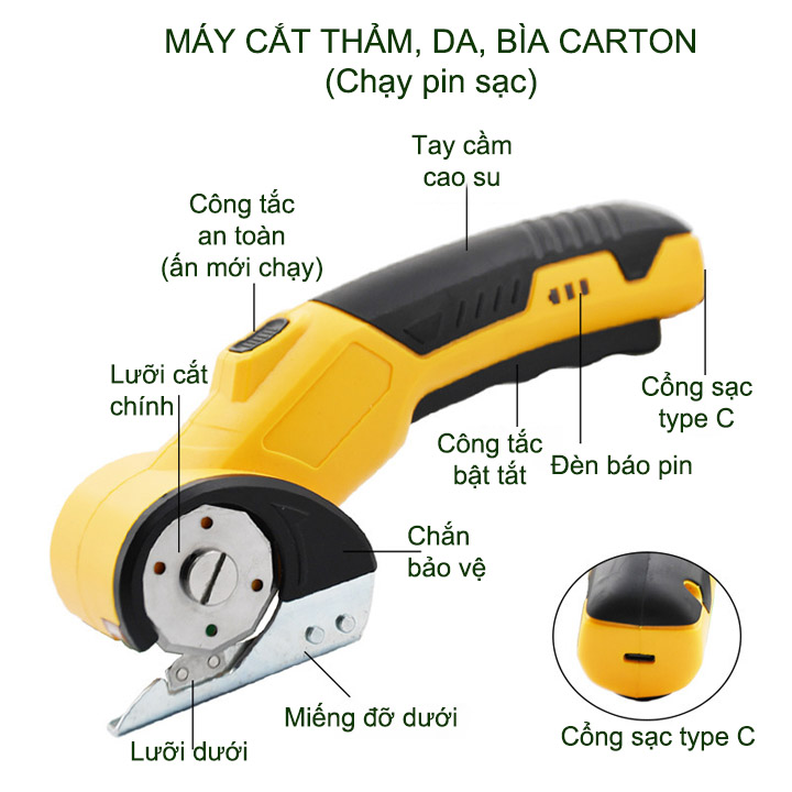 Máy cắt da, thảm, tấm nhựa PVC, bìa carton, vải bông đa năng cầm tay dùng pin sạc (SK5)