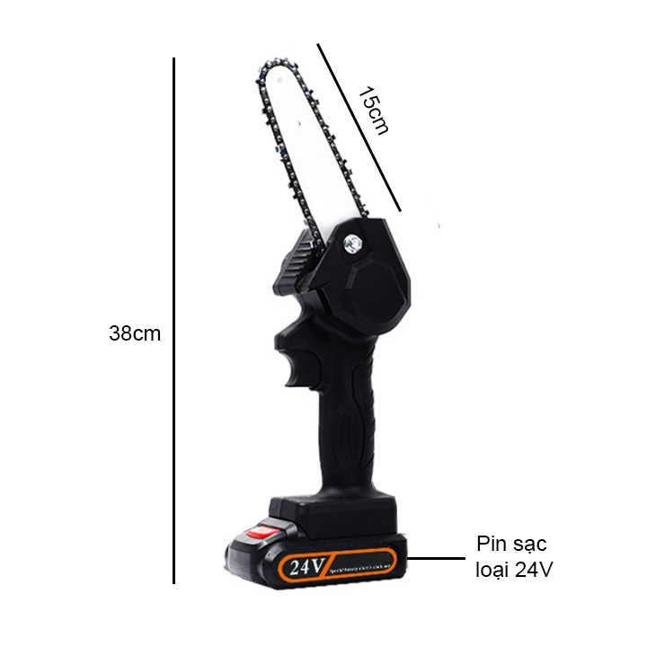 Máy cưa xích cầm tay dùng pin sạc 21V, lưỡi cưa lớn 6 inch