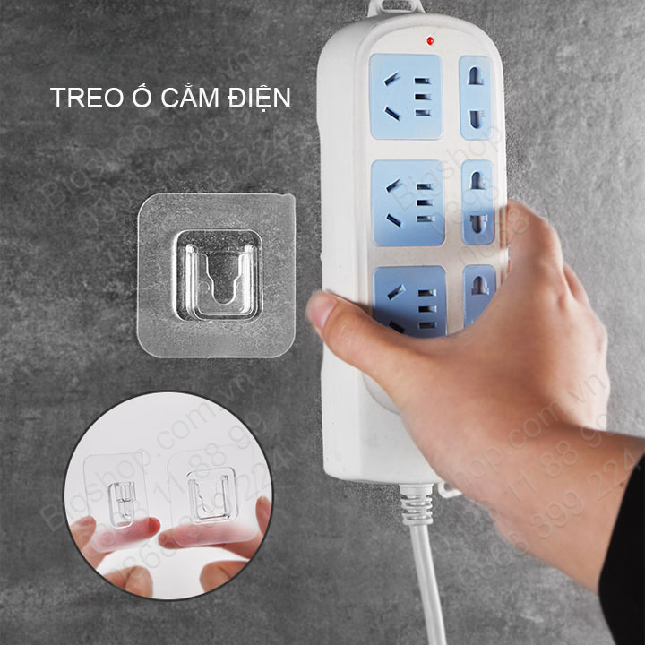 Miếng móc dán treo đồ gắn tường đa năng tiện dụng, đỡ ổ cắm điện, cục phát wifi, tranh ảnh không cần khoan