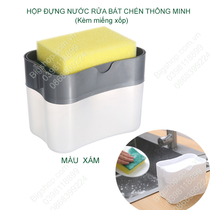 Hộp đựng dầu rửa chén bát thông minh kèm miếng xốp (kho hàng Hà Nội)