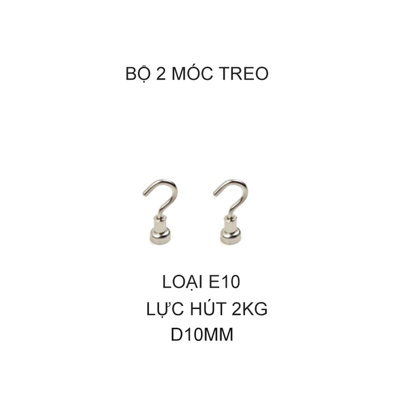 Bộ 2 móc treo nam châm loại nhỏ, có nhiều loại lực hút tùy chọn