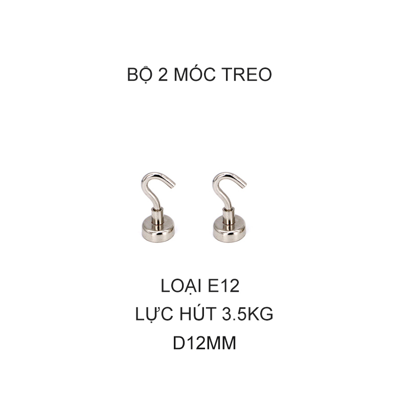 Bộ 2 móc treo nam châm loại nhỏ, có nhiều loại lực hút tùy chọn