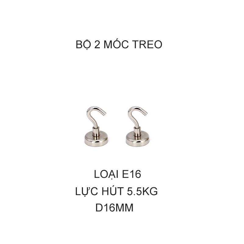 Bộ 2 móc treo nam châm loại nhỏ, có nhiều loại lực hút tùy chọn