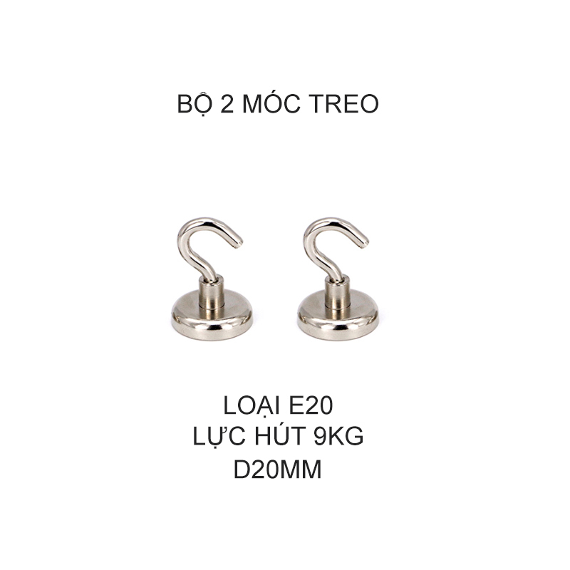 Bộ 2 móc treo nam châm loại nhỏ, có nhiều loại lực hút tùy chọn