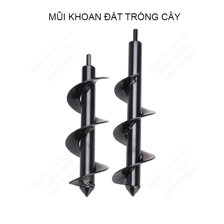 Mũi khoan đất trồng cây, loại đường kính 8-10cm, độ dài có nhiều loại cho khách lựa chọn