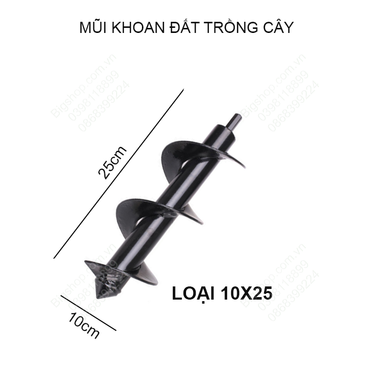 Mũi khoan đất trồng cây, loại đường kính 8-10cm, độ dài có nhiều loại cho khách lựa chọn