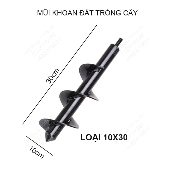 Mũi khoan đất trồng cây, loại đường kính 8-10cm, độ dài có nhiều loại cho khách lựa chọn