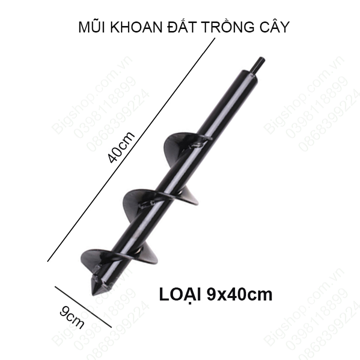 Mũi khoan đất trồng cây, loại đường kính 9-10cm, độ dài 40-60cm