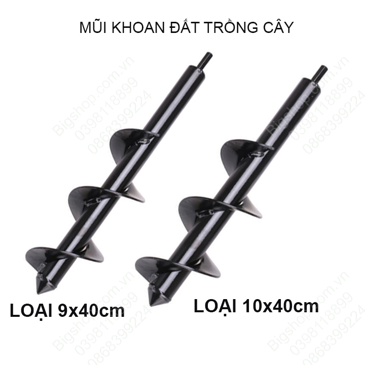 Mũi khoan đất trồng cây, loại đường kính 9-10cm, độ dài 40-60cm