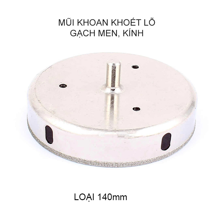 Mũi khoan khoét lỗ gạch men, kính, gốm sứ đa năng, kích thước từ 130-160mm tùy chọn