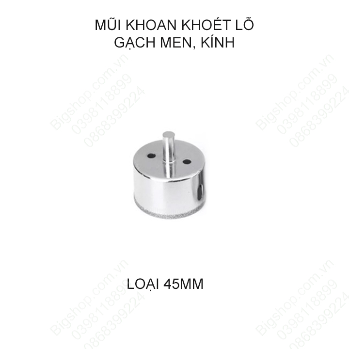 Mũi khoan khoét lỗ gạch men, kính, gốm sứ đa năng, kích thước từ 45-120mm