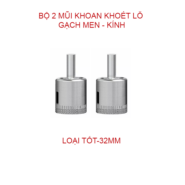 Bộ 2 mũi khoan khoét lỗ gạch men, kính, gốm sứ đa năng