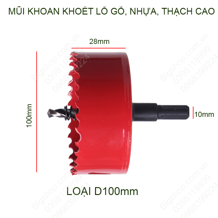 Mũi khoan khoét lỗ gỗ, nhựa, thạch cao đường kính D65-140mm