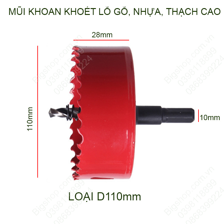 Mũi khoan khoét lỗ gỗ, nhựa, thạch cao đường kính D65-140mm