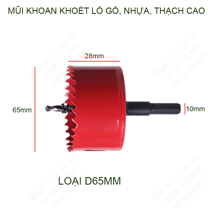 Mũi khoan khoét lỗ gỗ, nhựa, thạch cao đường kính D65-140mm