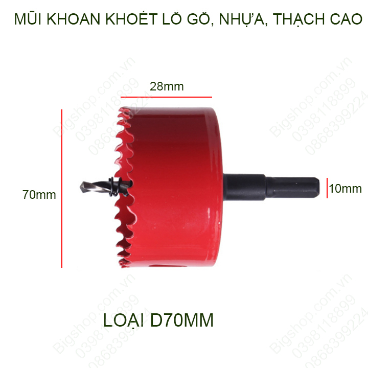 Mũi khoan khoét lỗ gỗ, nhựa, thạch cao đường kính D65-140mm