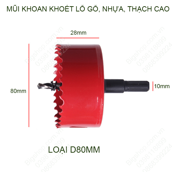 Mũi khoan khoét lỗ gỗ, nhựa, thạch cao đường kính D65-140mm