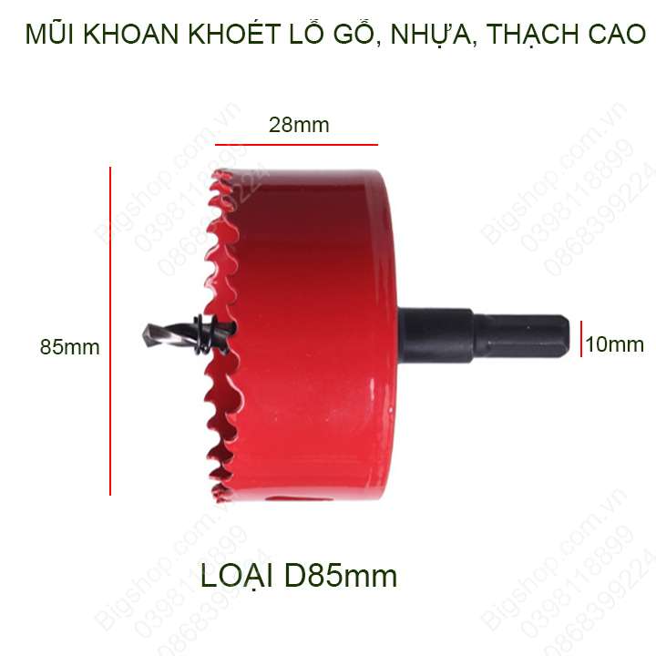 Mũi khoan khoét lỗ gỗ, nhựa, thạch cao đường kính D65-140mm