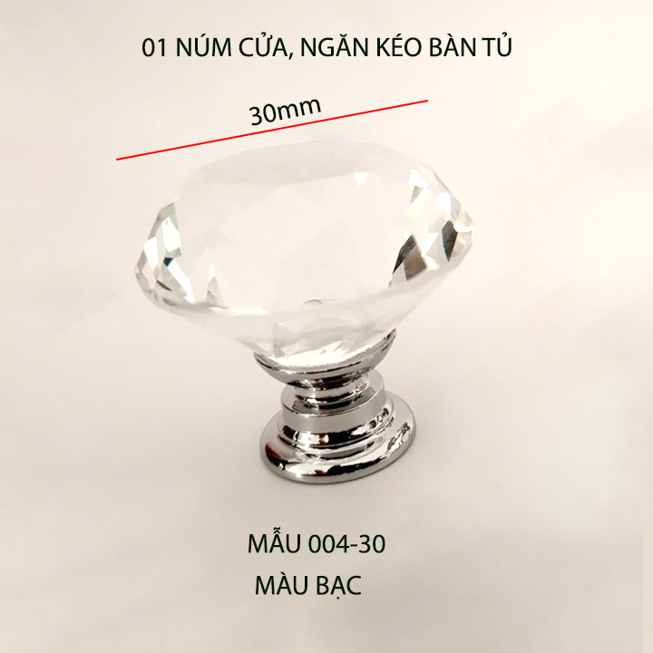 01 Núm cửa, ngăn kéo bàn tủ bằng thủy tinh và hợp kim kẽm
