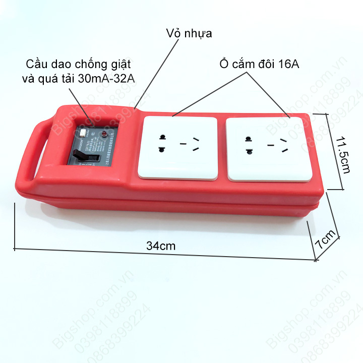 Ổ cắm chống giật 32A-30mA, loại 2 ổ cắm đôi
