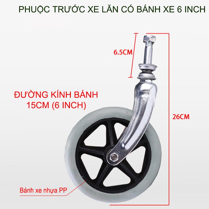 (Phụ kiện) Phuộc trước xe lăn bằng thép mạ chống gỉ có hoặc không có bánh xe tùy chọn