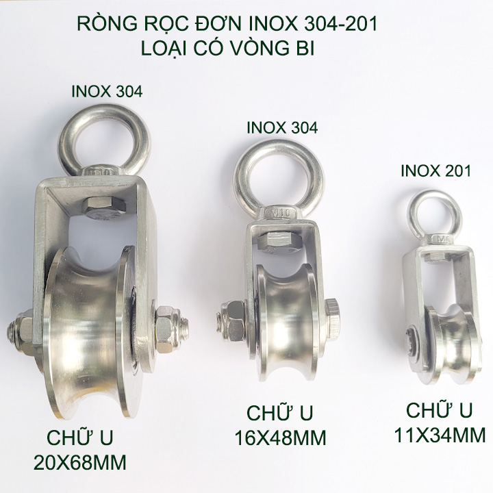 Ròng rọc đơn bằng inox 304-201 không gỉ, loại có vòng bi