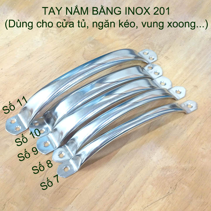 Bộ 2 Tay nắm cánh cửa tủ, ngăn kéo bàn, vung xoong bằng ống inox 201 tròn dập