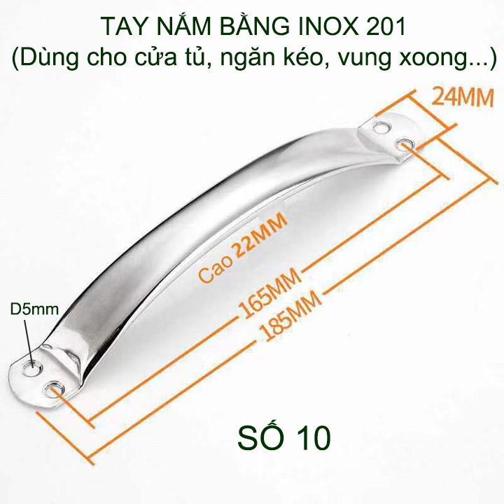 Bộ 2 Tay nắm cánh cửa tủ, ngăn kéo bàn, vung xoong bằng ống inox 201 tròn dập