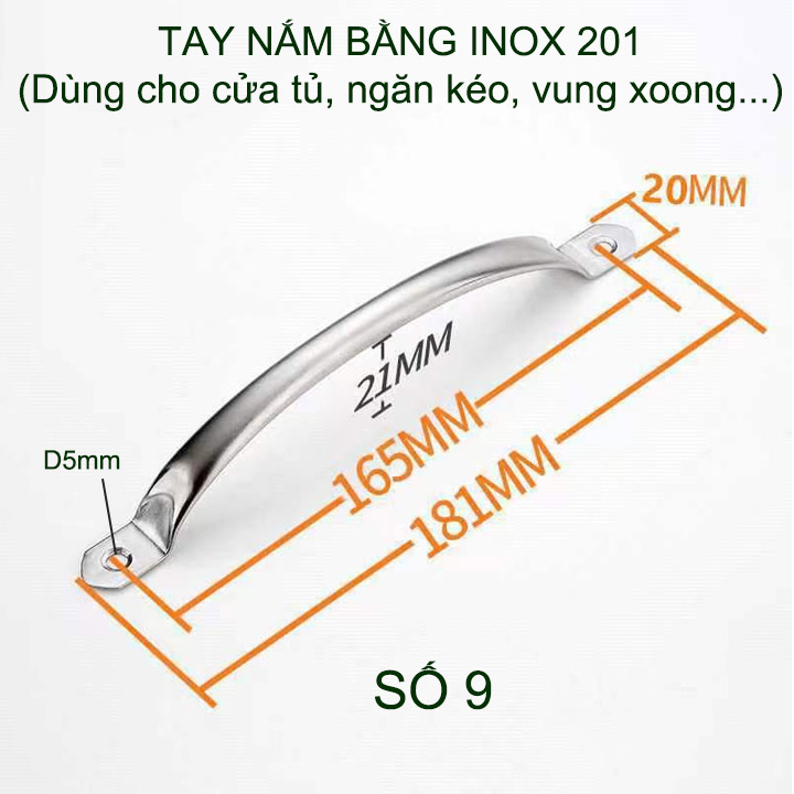 Bộ 2 Tay nắm cánh cửa tủ, ngăn kéo bàn, vung xoong bằng ống inox 201 tròn dập