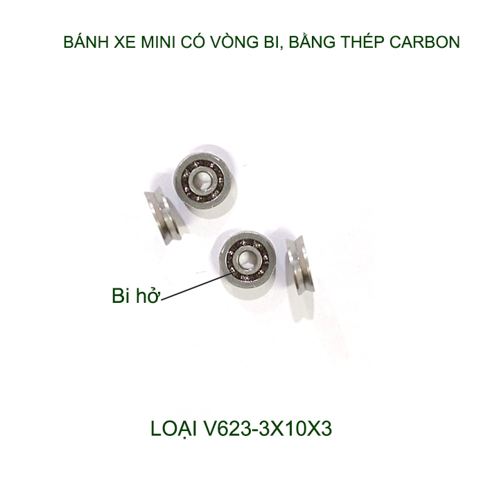 Bộ 10 cái vòng bi mini có rãnh UV623-604 bằng thép carbon, dùng dẫn hướng, bánh xe các loại