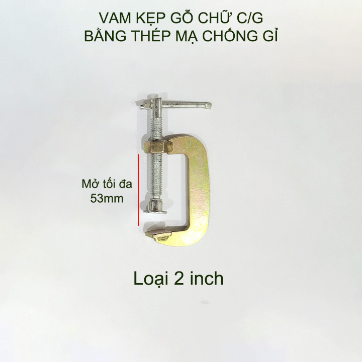 Vam cảo chữ C kẹp gỗ đa năng bằng thép mạ chống gỉ