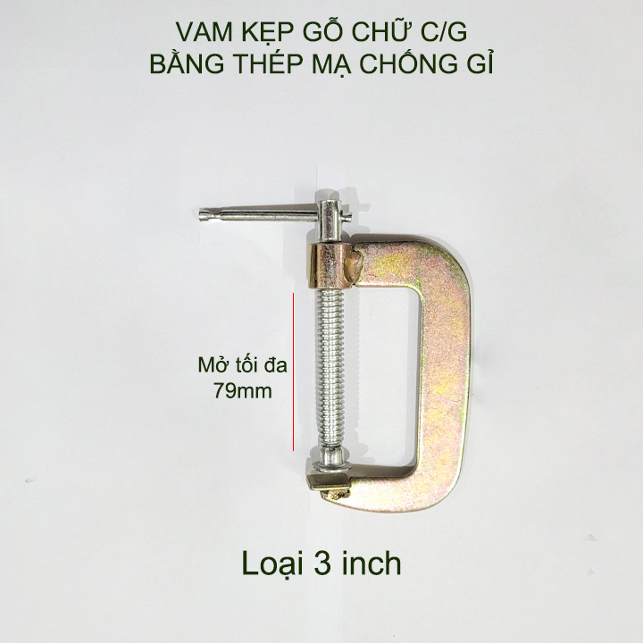 Vam cảo chữ C kẹp gỗ đa năng bằng thép mạ chống gỉ