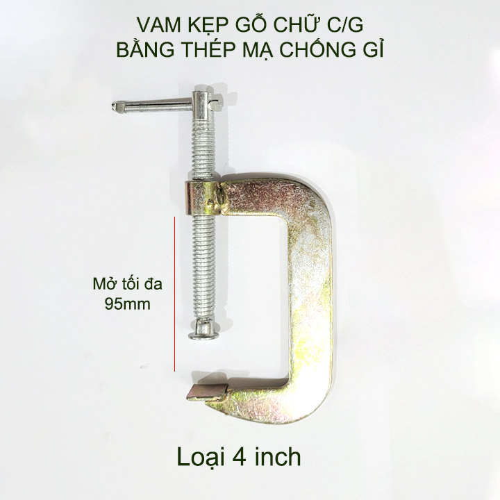 Vam cảo chữ C kẹp gỗ đa năng bằng thép mạ chống gỉ