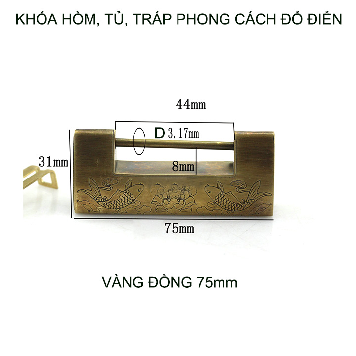 Khóa hòm tủ tráp phong cách cổ điển, bằng hợp kim