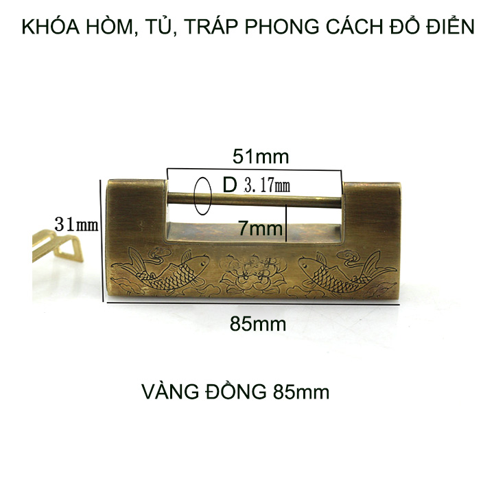 Khóa hòm tủ tráp phong cách cổ điển, bằng hợp kim