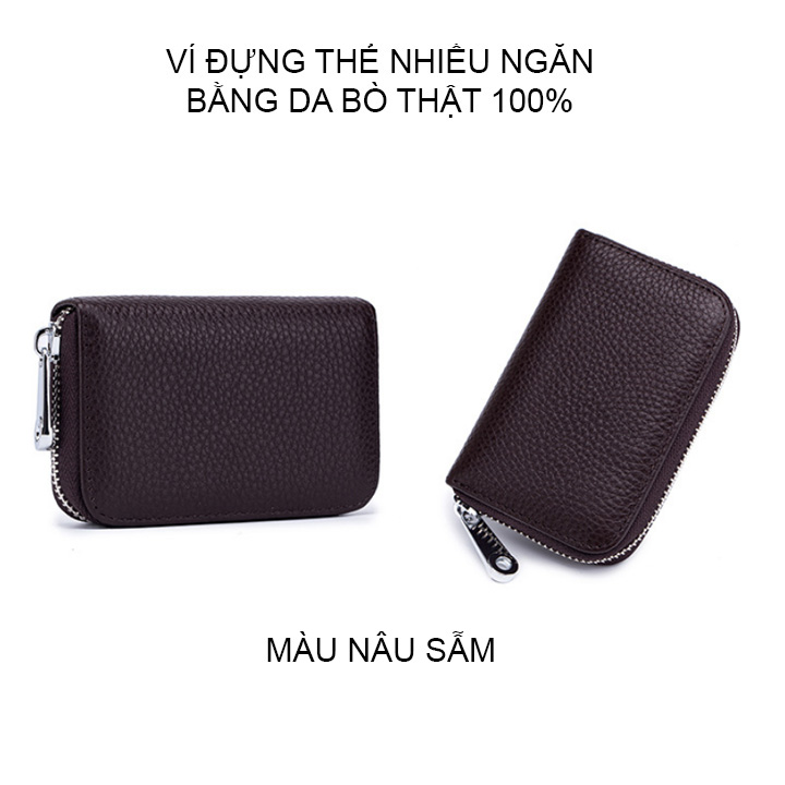Ví đựng thẻ nhiều ngăn CL7129 bằng da bò thật