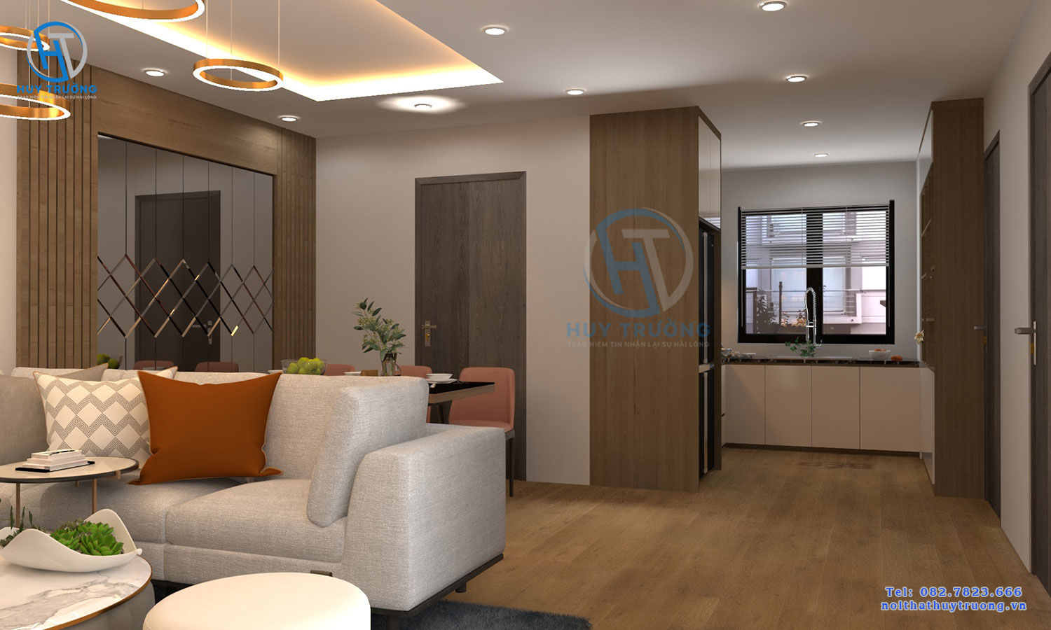 Mẫu nội thất chung cư Thanh Hà 2 ngủ 80m2 phong cách hiện đại sang trọ