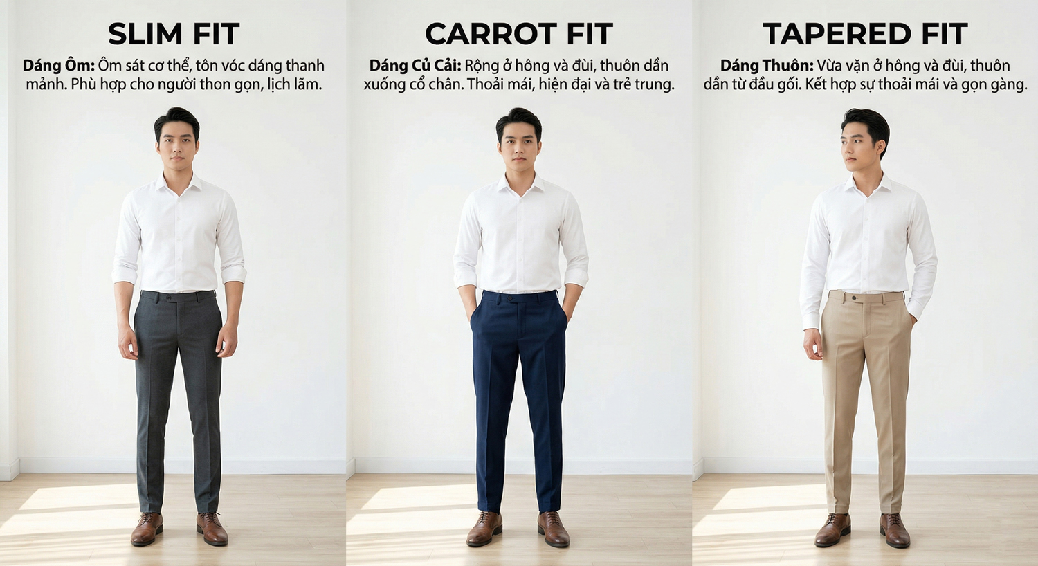 QUẦN ÂU TAPERED FIT MASCULINE – BƯỚC NÂNG CẤP MỚI CHO DÁNG QUẦN NAM HIỆN ĐẠI