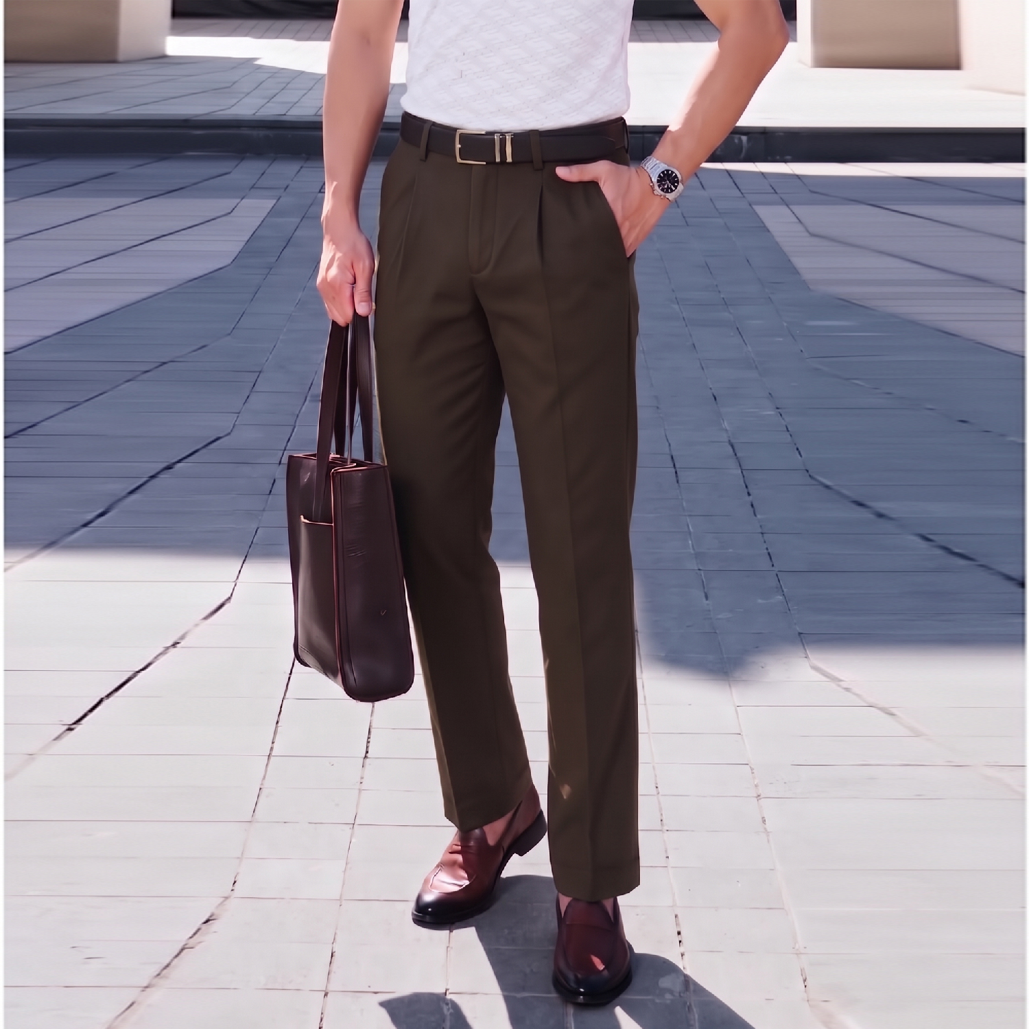 Quần Kaki Nam Có Ly Masculine Regular KCL601