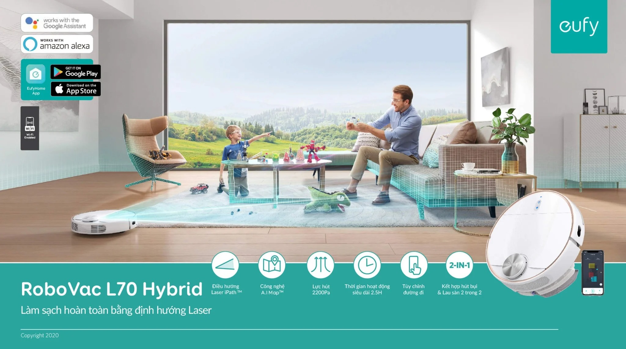ROBOT HÚT BỤI THÔNG MINH EUFY ROBOVAC L70 HYBRID