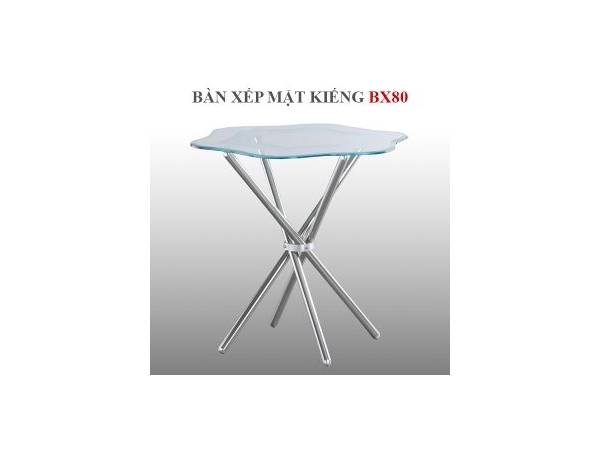 Bàn inox xếp mặt kiếng Hwata BX80 304 80cm